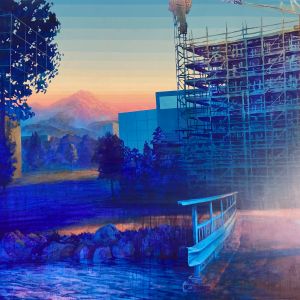 Gyllene timmen. 100x150 cm. Acrylic on acrylic glass